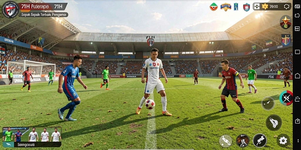 Screenshot utama 71H menampilkan aksi seru permainan sepak bola.