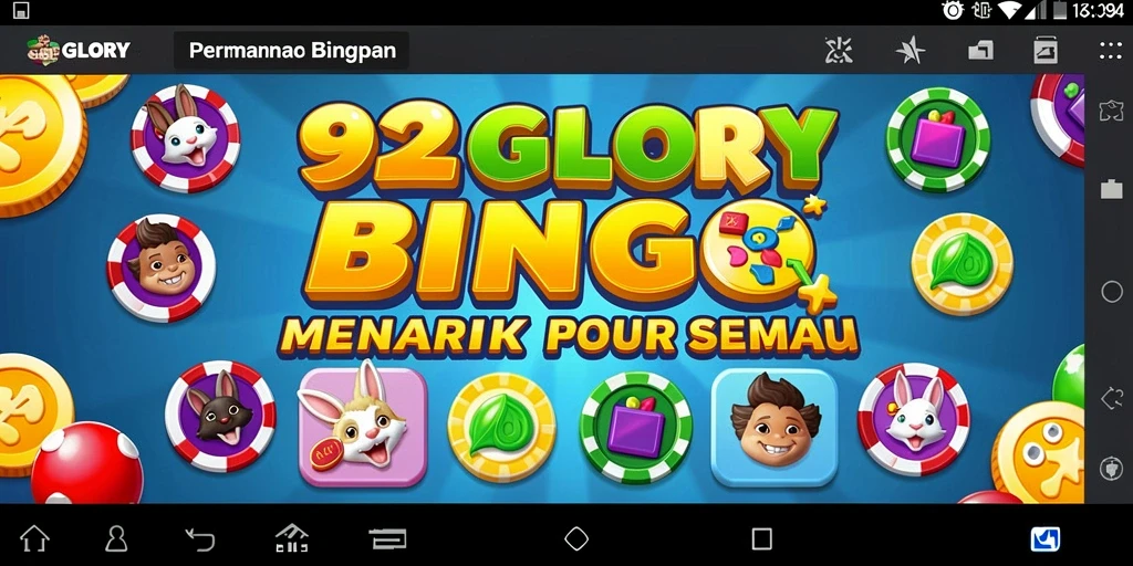 Screenshot utama 92GLORY menampilkan gameplay Bingo yang seru.