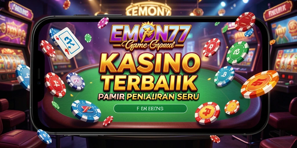 Screenshot utama EMON77 menampilkan gameplay Kasino yang mendebarkan.