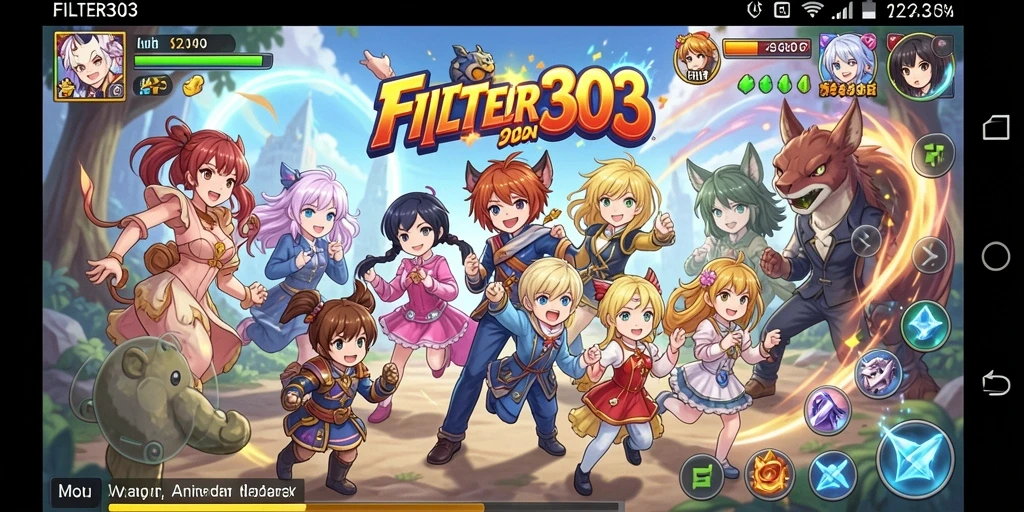 Tampilan gameplay FILTER303 yang penuh warna dan dinamis.