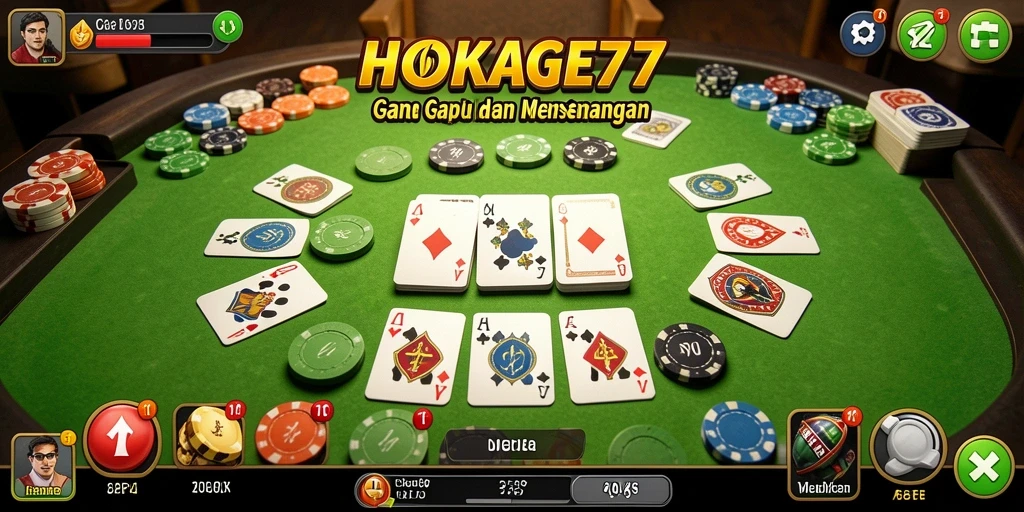 Screenshot gameplay HOKAGE77 dengan tampilan kartu Gaple.