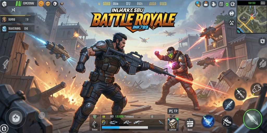 Tampilan mendebarkan dari aksi Battle Royale di INK789.