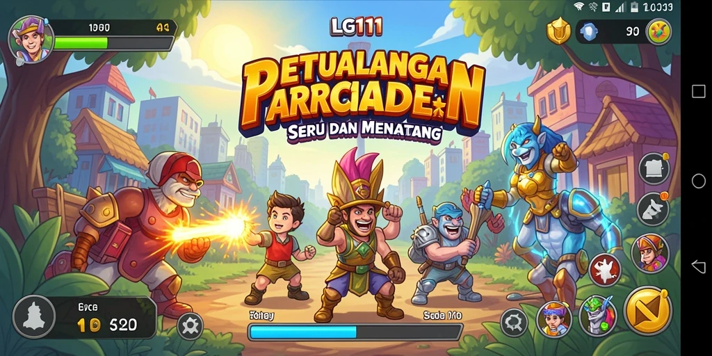 Screenshot gameplay lingkungan arcade yang vibrant dan menantang.