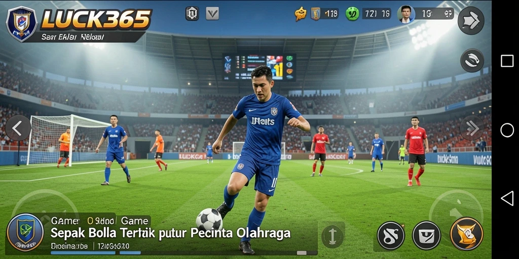 Tampilan gameplay mendebarkan dalam LUCK365 yang menunjukkan aksi sepak bola nyata.