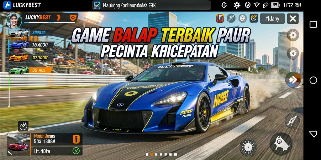 Gameplay intens di lintasan balap dengan berbagai kendaraan.