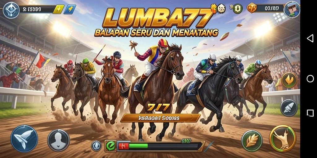 Tampilan gameplay seru di LUMBA77 saat balapan.