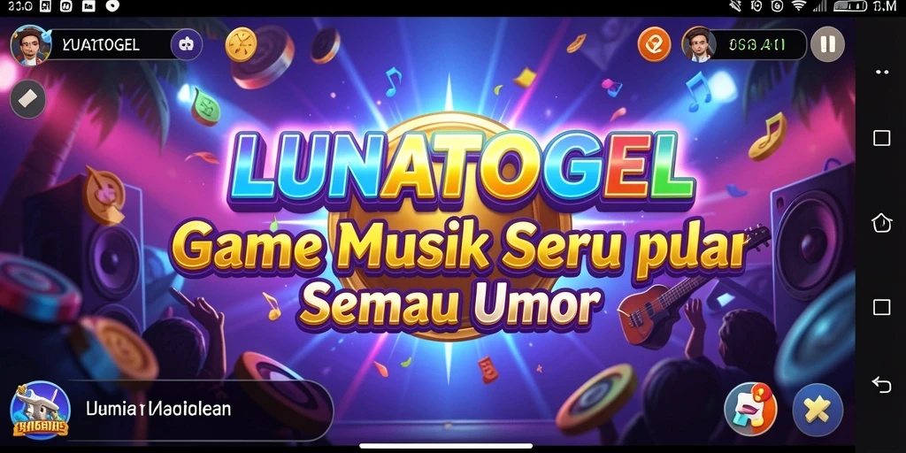 Tampilan gameplay LUNATOGEL yang menarik dengan berbagai lagu.