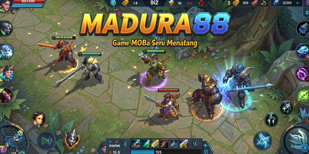 Tangkap momen seru gameplay MADURA88 dalam pertempuran MOBA.