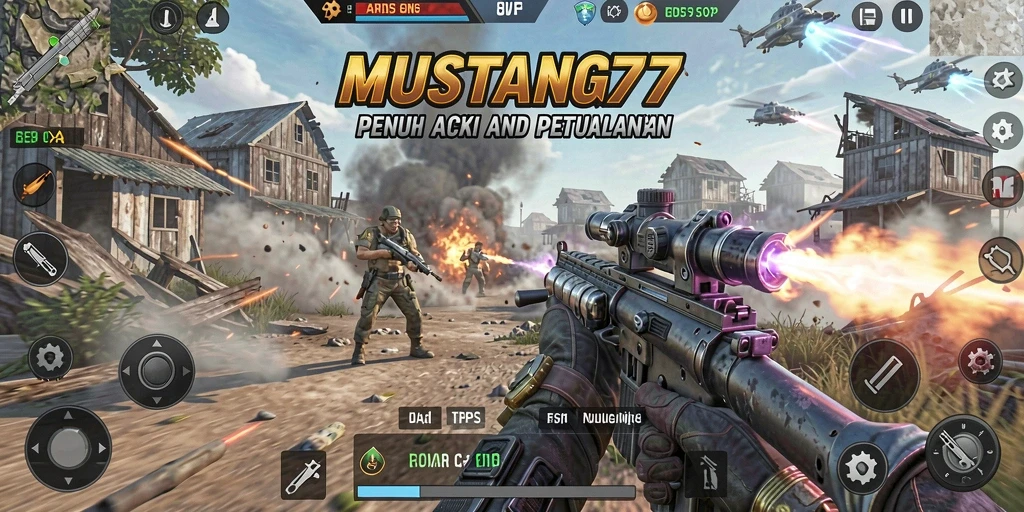 Tampilan gameplay yang mendebarkan dalam MUSTANG77.