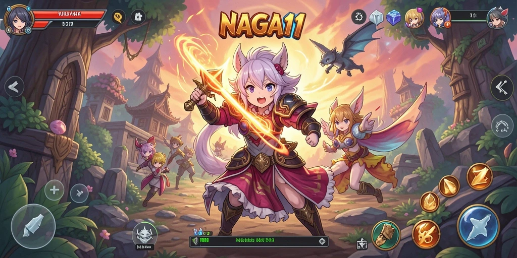 Tampilan menarik dari gameplay NAGA11 yang memikat pemain dengan animasi yang halus.