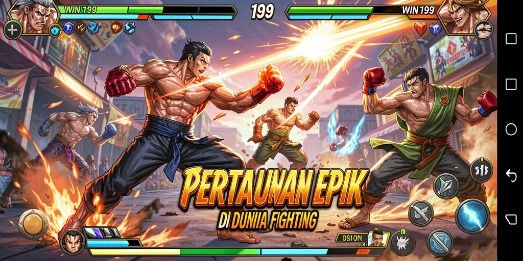 Tampilan gameplay seru dengan pertarungan karakter yang mendebarkan.