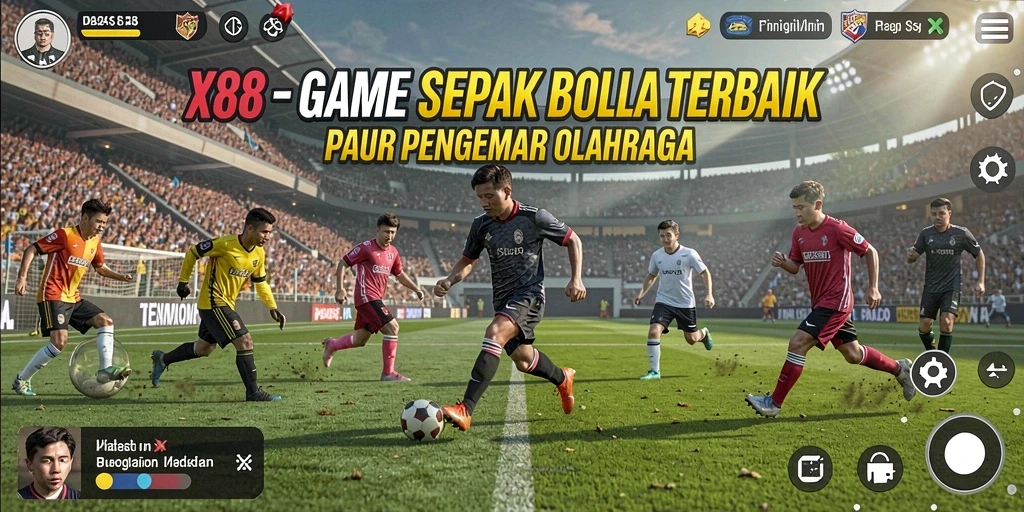 Tampilan menarik dari gameplay X88 sepak bola.