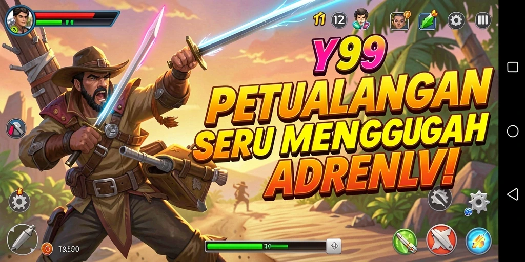 Tampilan gameplay Y89 yang menegangkan dengan aksi petualangan yang intens.
